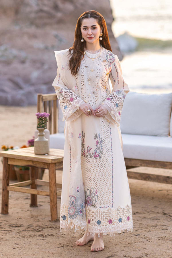 3 Piece Stitched Luxury Chikankari Embroidery Suit - Ready To Wear