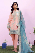 Pastel Peach & Teal - Lawn Suit With Chiffon Dupatta | Ready To Wear