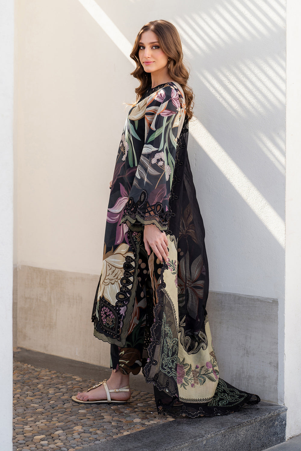 3 Piece Stitched Lawn Suit - Ready To Wear