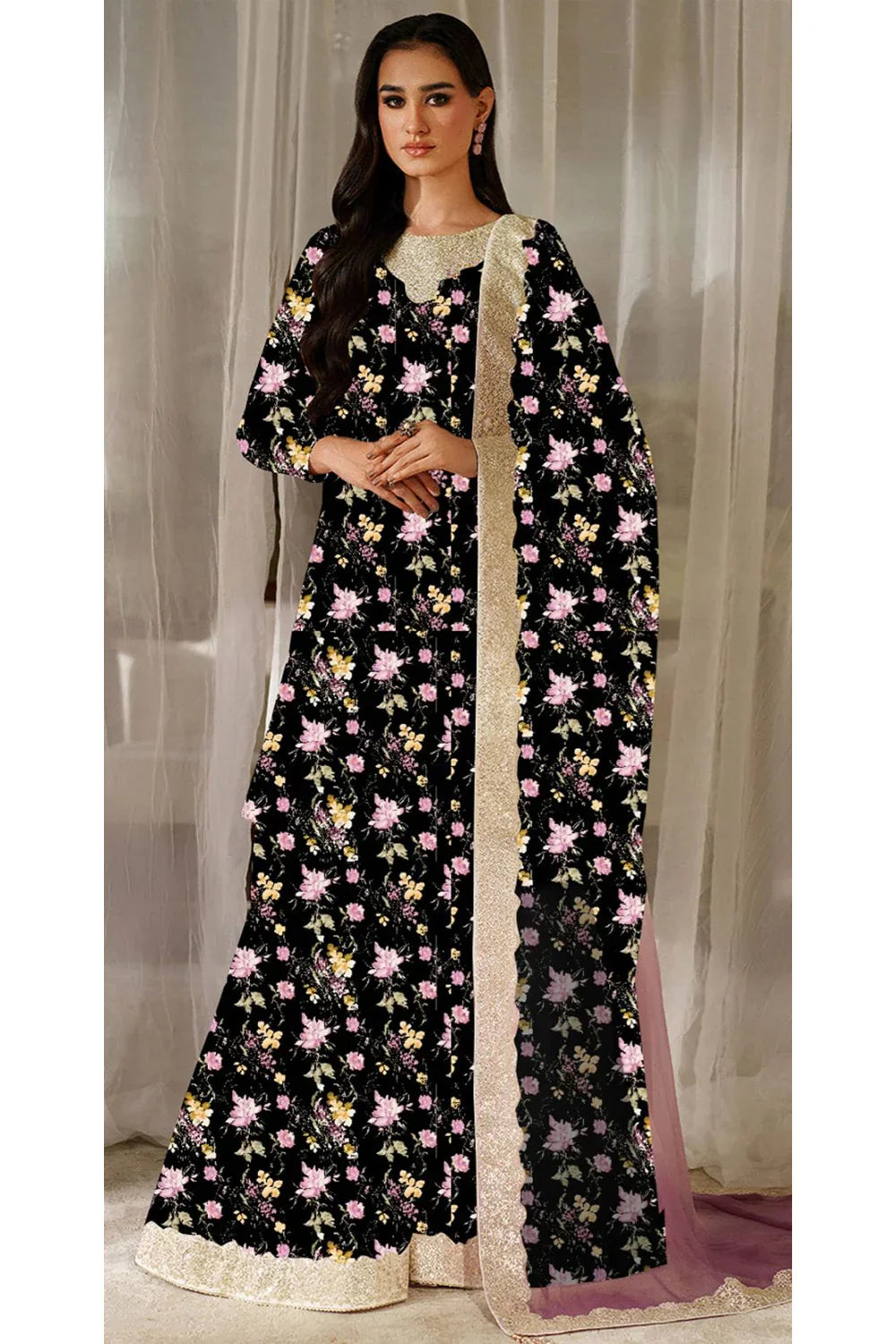 03-Piece Lawn Suit With Embroidery - Ready To Wear