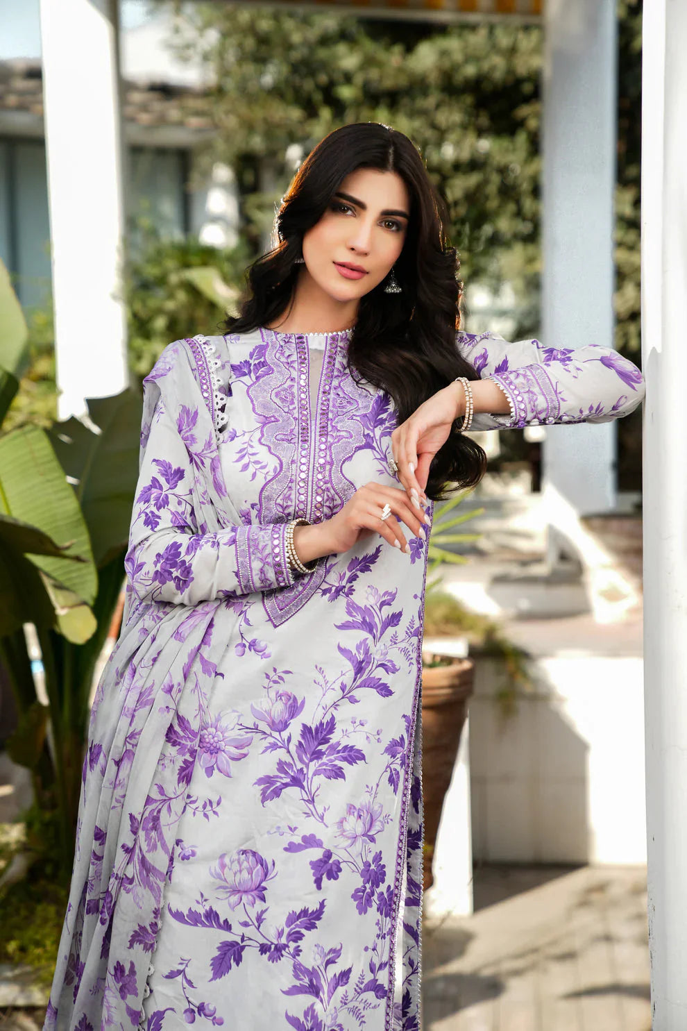 3 Piece Stitched Lawn Suit - Ready To Wear