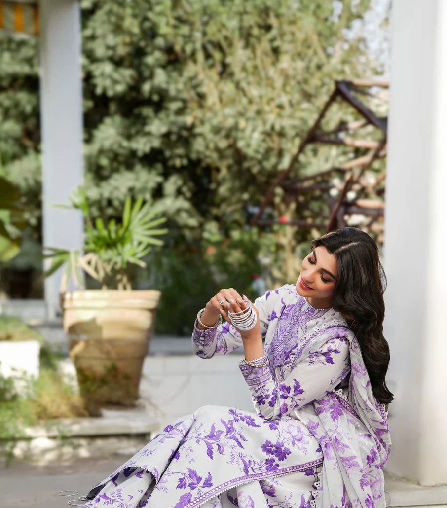 3 Piece Stitched Lawn Suit - Ready To Wear