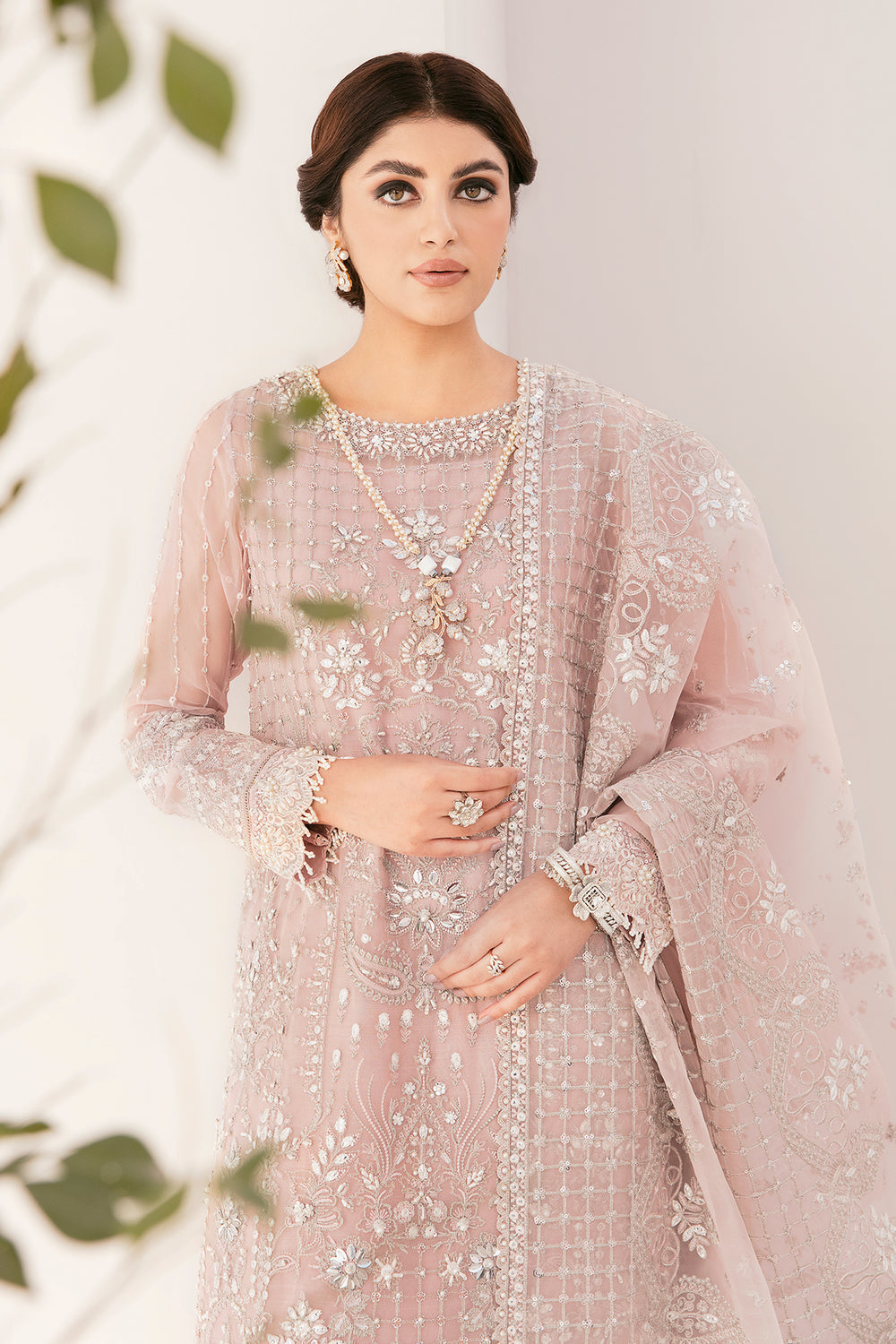 3 Piece Stitched Embroidered Chiffon Bridal Dress - Ready To Wear