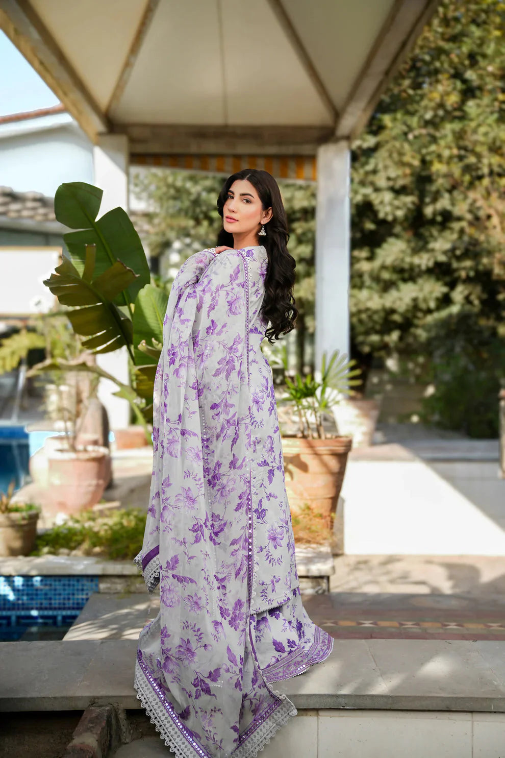 3 Piece Stitched Lawn Suit - Ready To Wear