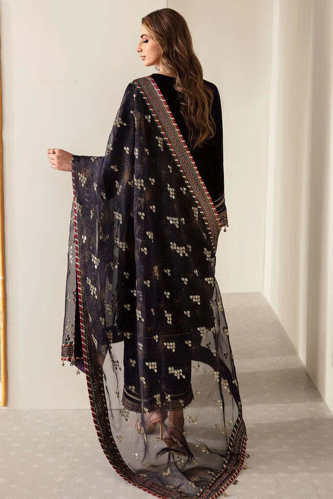 3 Piece Stitched Velvet Suit - Ready To Wear