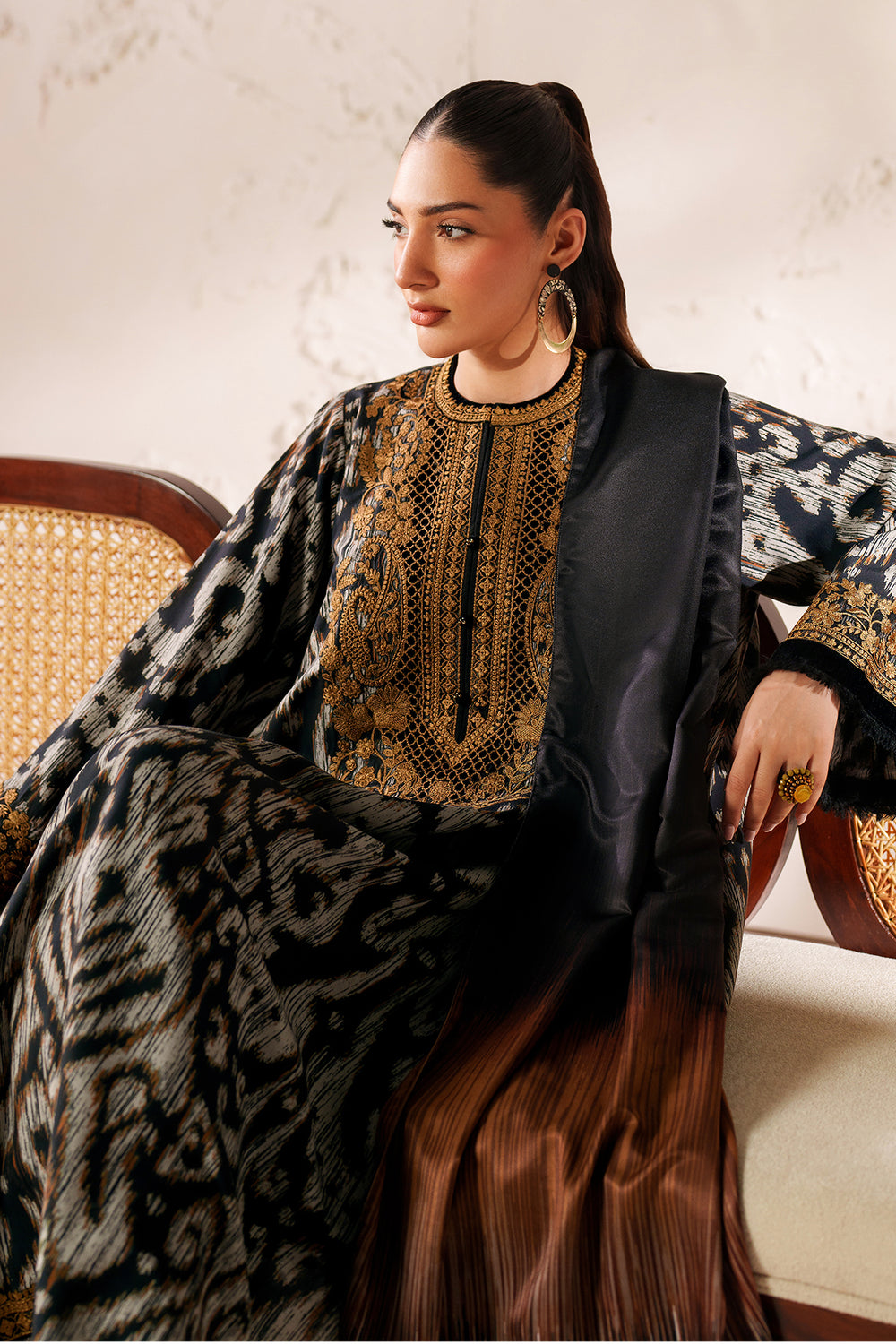 3 Piece Stitched Lawn Suit - Ready To Wear