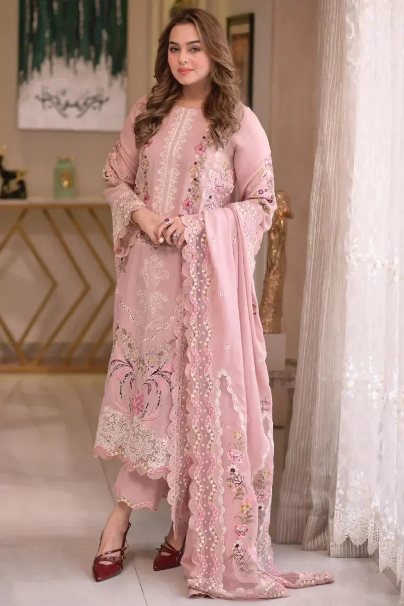 Blush Pink - 3 Piece Embroidered Lawn Suit | Ready To Wear
