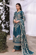 Lawn suit in Zinc blue Ready To Wear