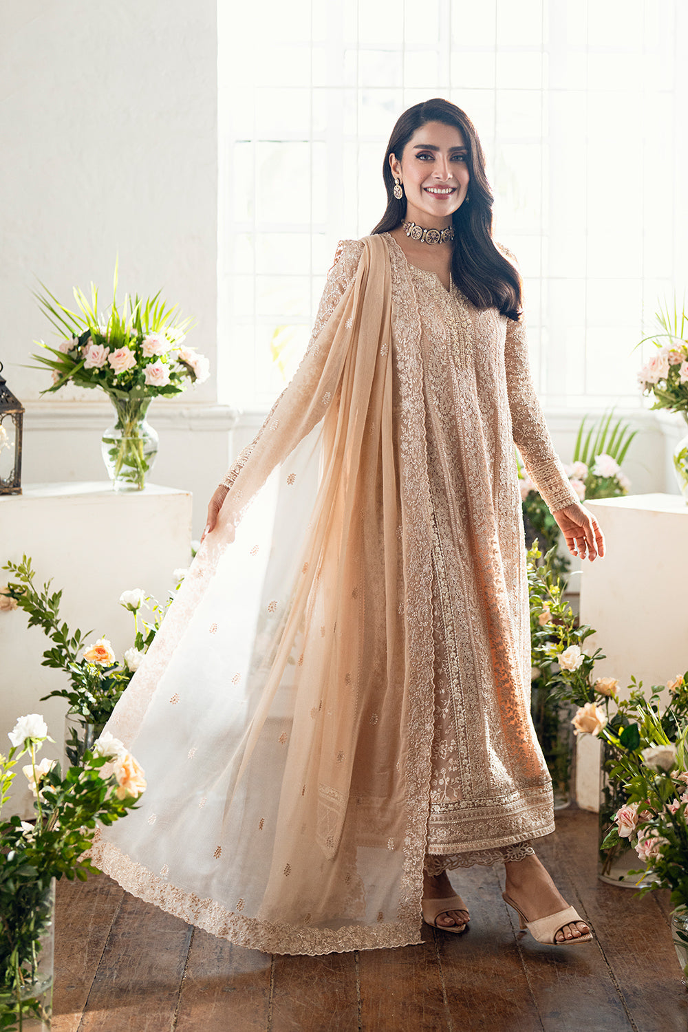 3 Piece Stitched Embroidery Chiffon Suit - Ready To Wear
