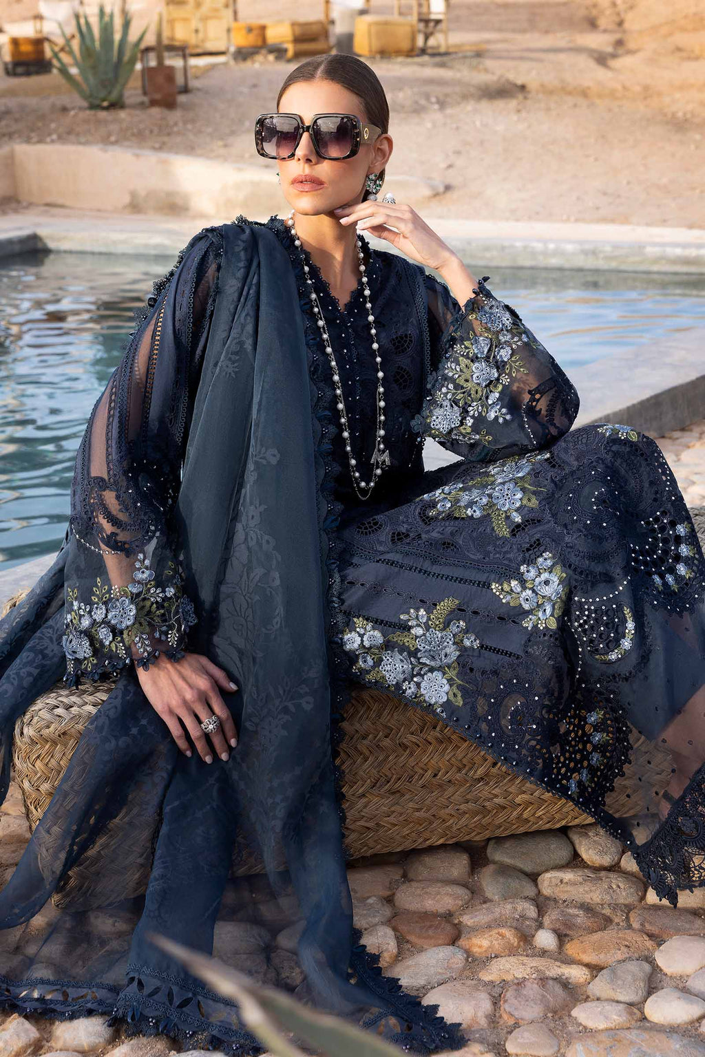 3 Piece Stitched Lawn Embroidery Suit - Ready To Wear