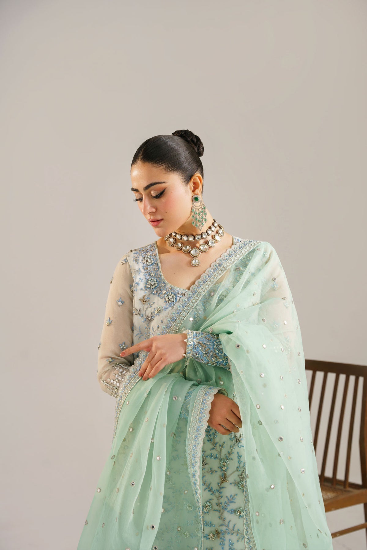3 Piece Stitched Organza Suit - Ready To Wear