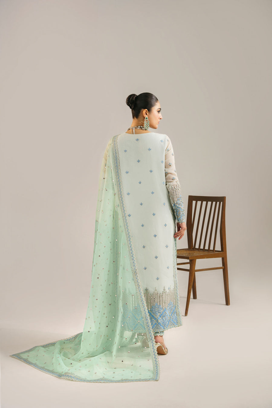 3 Piece Stitched Organza Suit - Ready To Wear