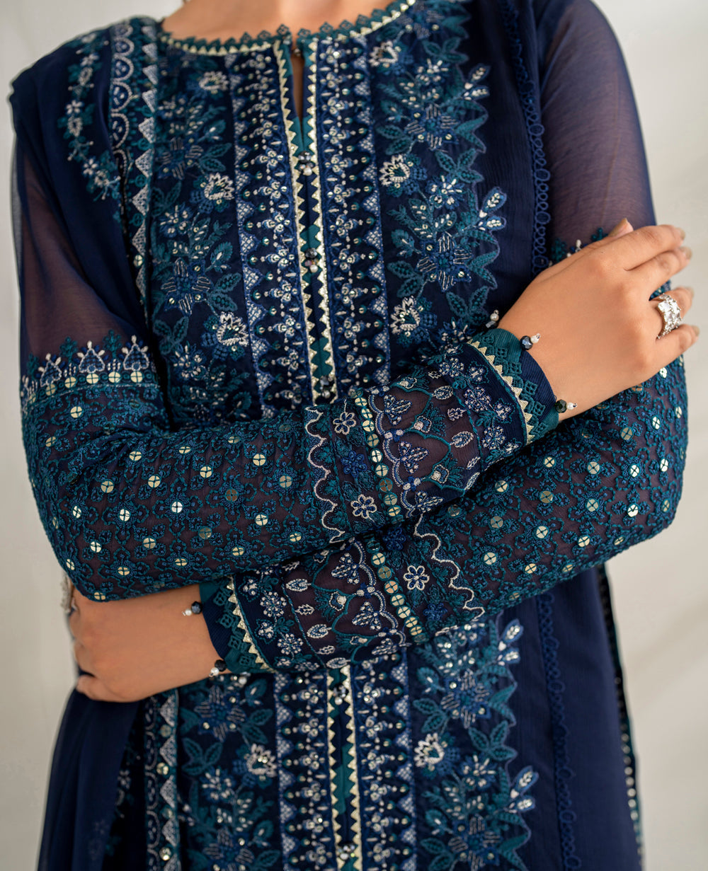 3 Piece Stitched Chiffon Suit - Ready To Wear