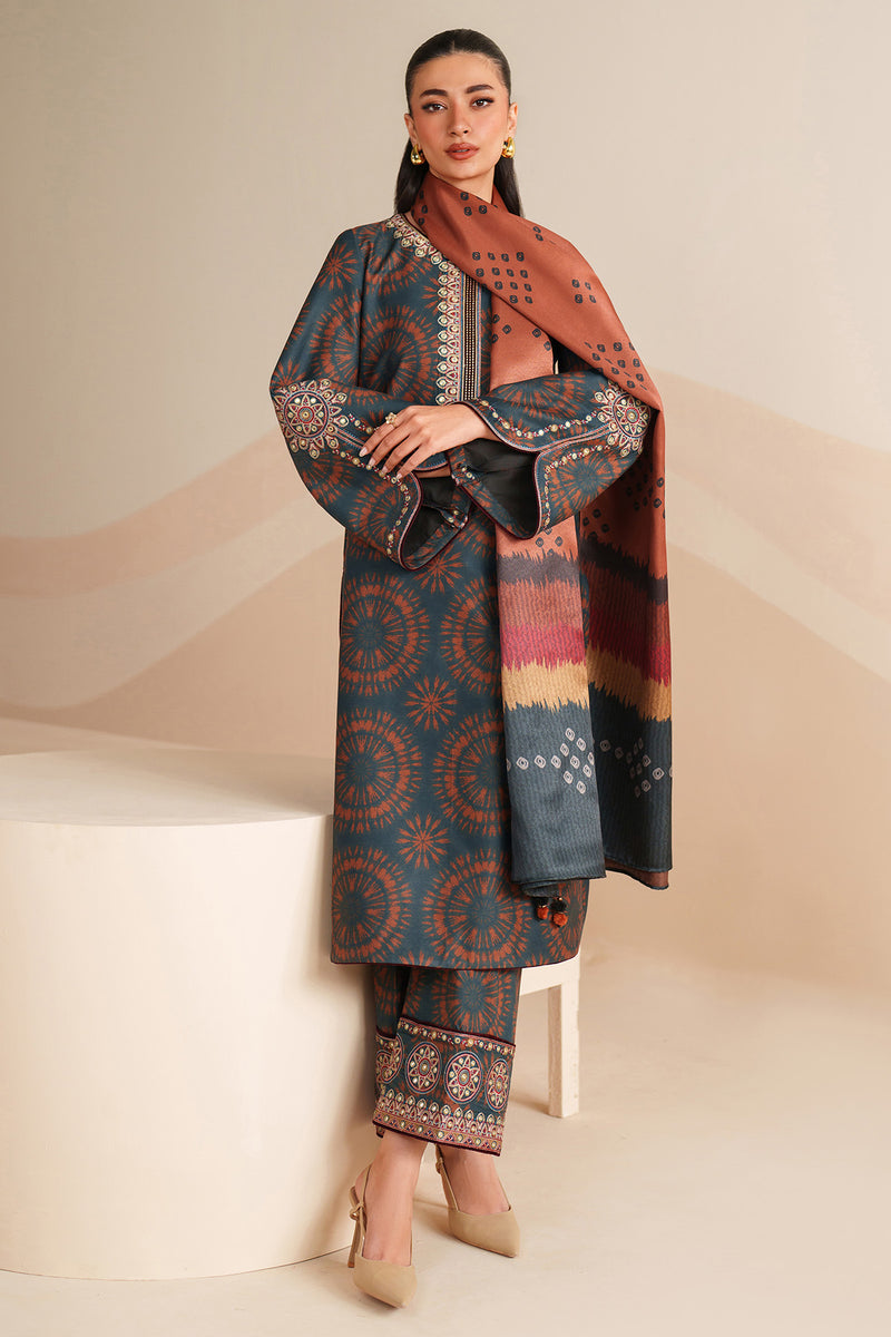 3 Piece Stitched Printed Lawn Suit - Ready To Wear