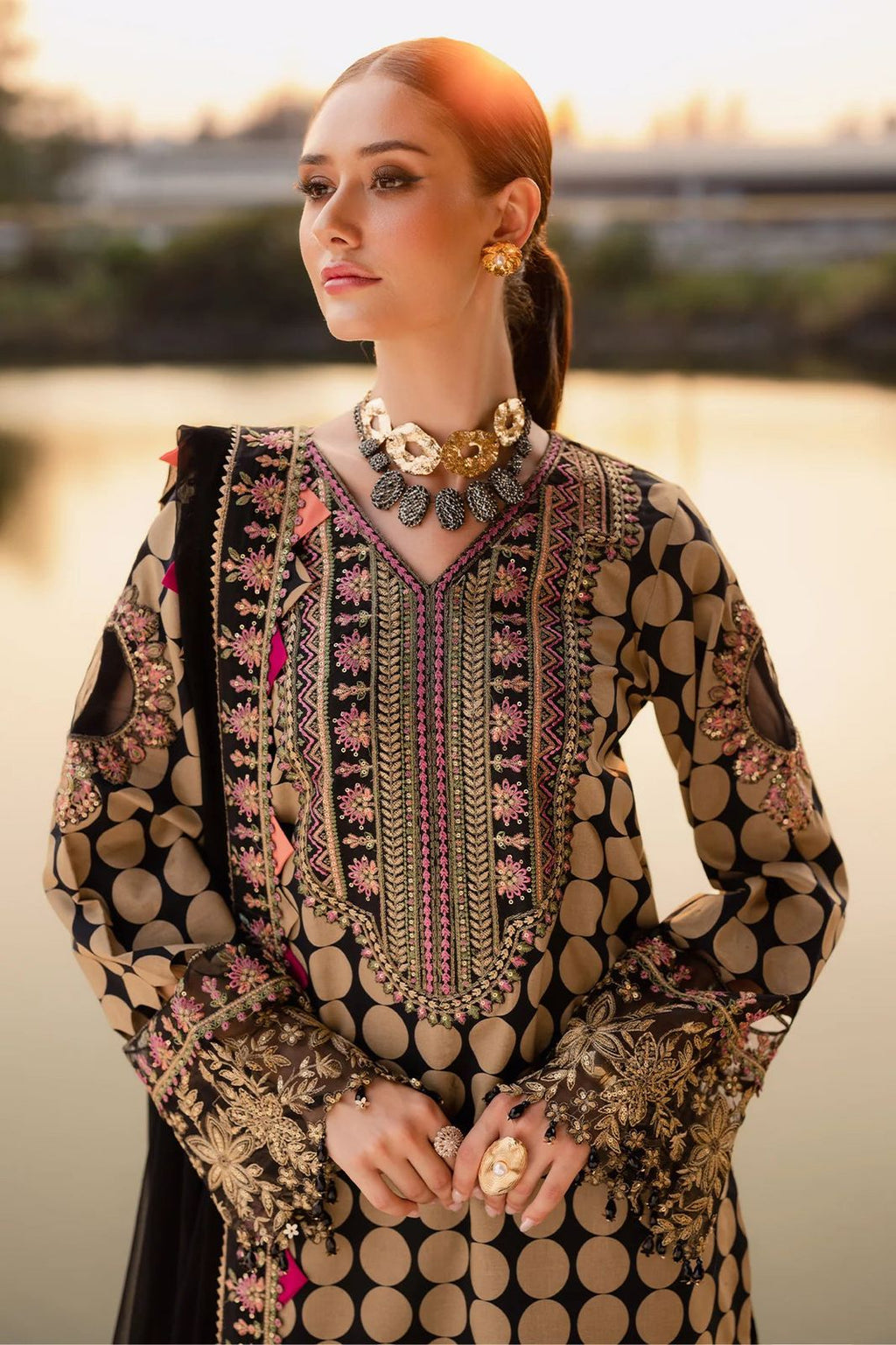 3 Piece Stitched Lawn Suit - Ready To Wear