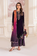 3 Piece Stitched Velvet Embroidered Suit - Ready To Wear