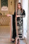 3 Piece Stitched Embroidery Velvet Suit - Ready To Wear