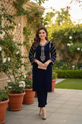 2 Piece Stitched Embroidered Velvet Suit - Ready To Wear