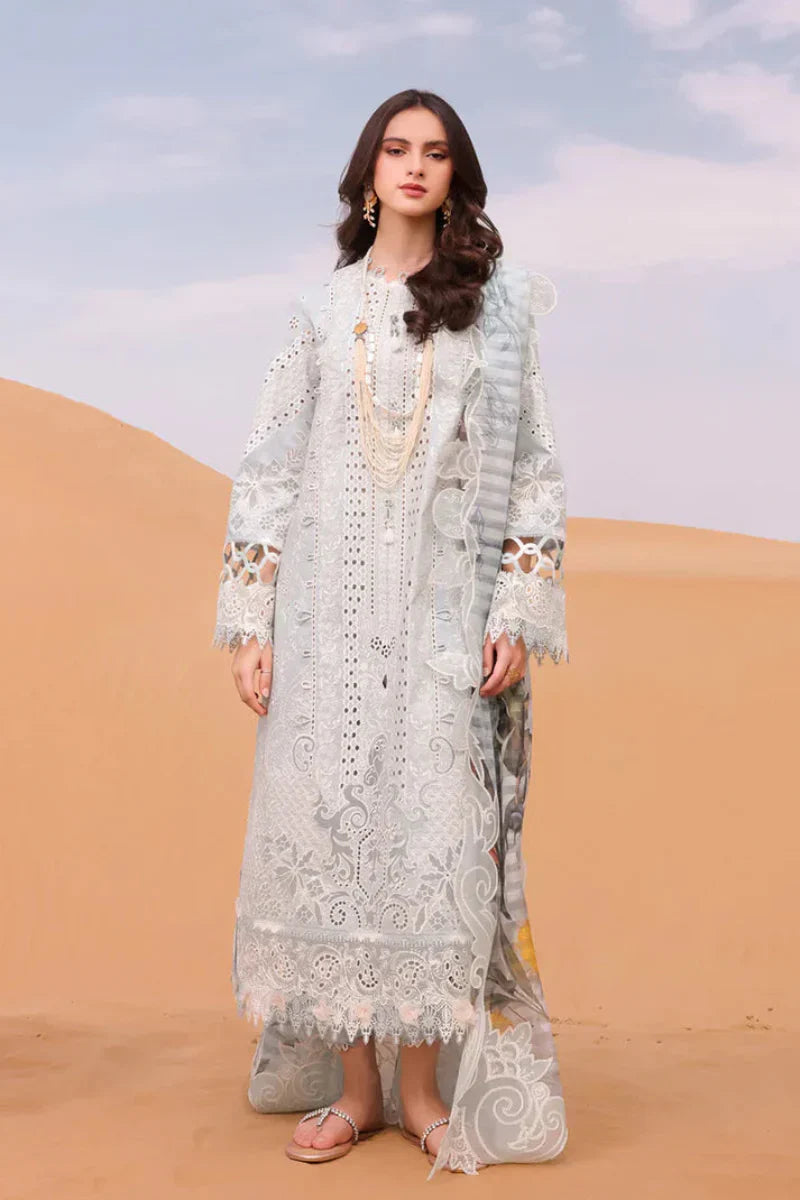 03-Piece Chikankari Suit With Embroidery - Ready To Wear
