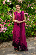 Shocking Pink - Embroidered Lawn Suit With Net Dupatta | Ready To Wear