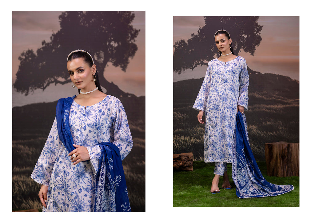3 Piece Stitched Lawn Shirt - Ready To Wear