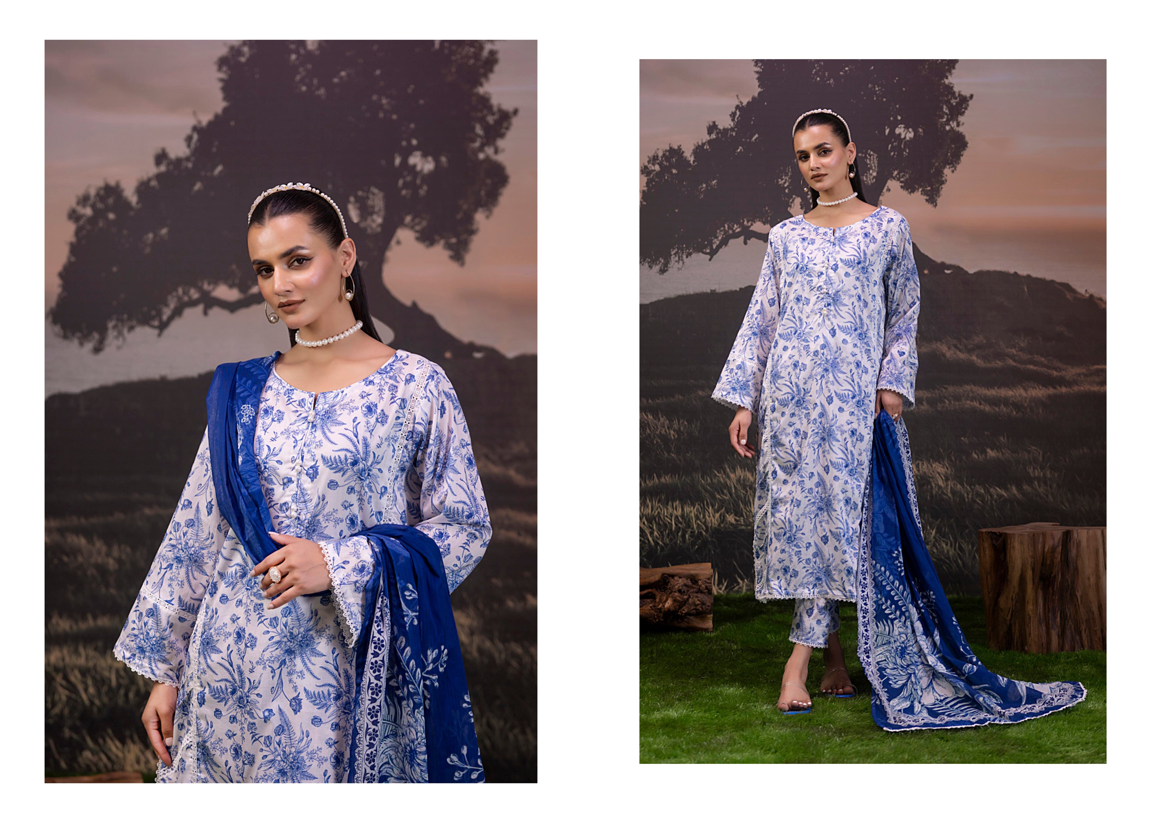 3 Piece Stitched Lawn Shirt - Ready To Wear