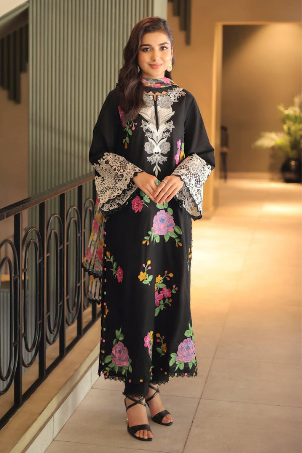 3 Piece Stitched Lawn Suit - Ready To Wear