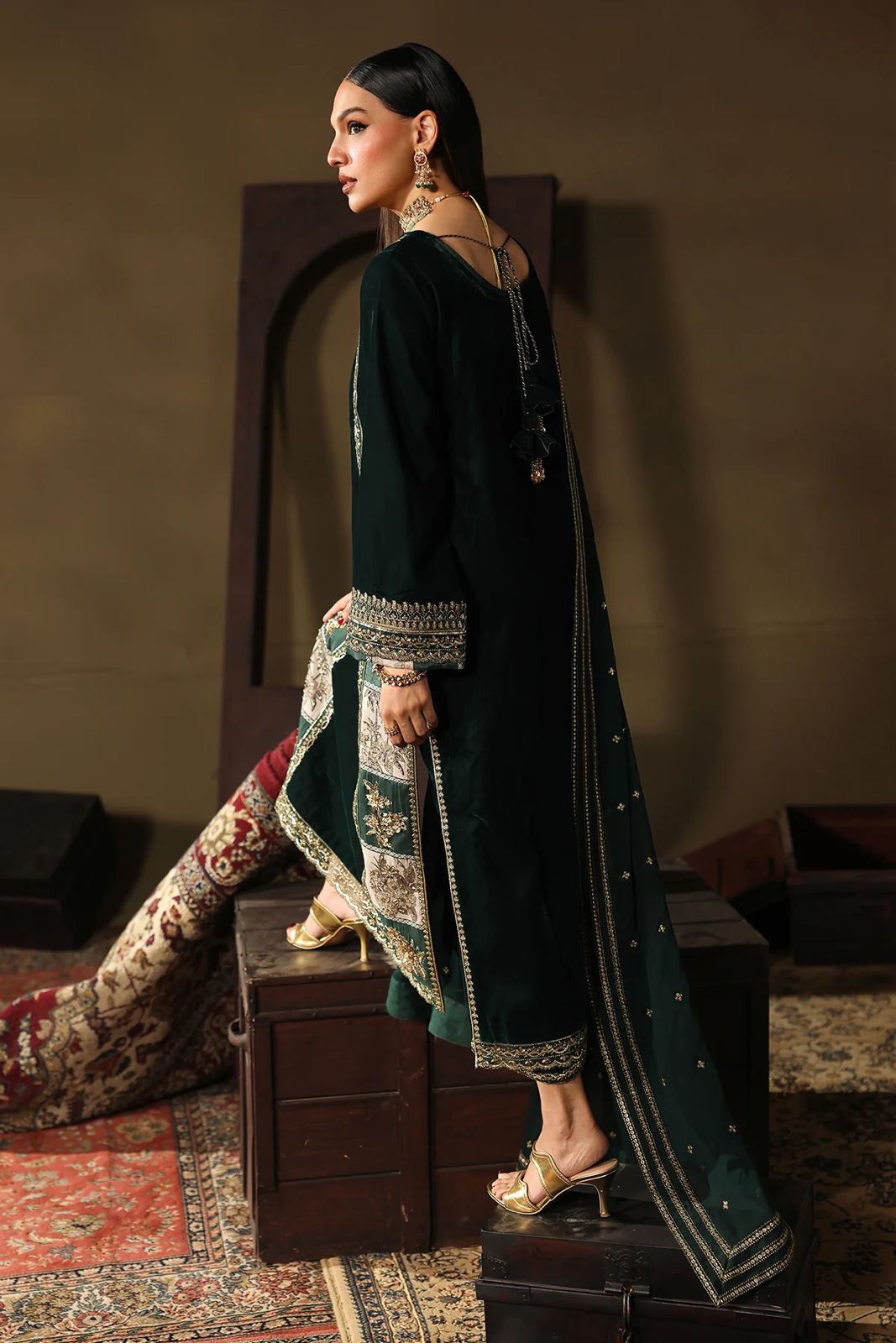 3 Piece Stitched Luxury Velvet Suit - Ready To Wear