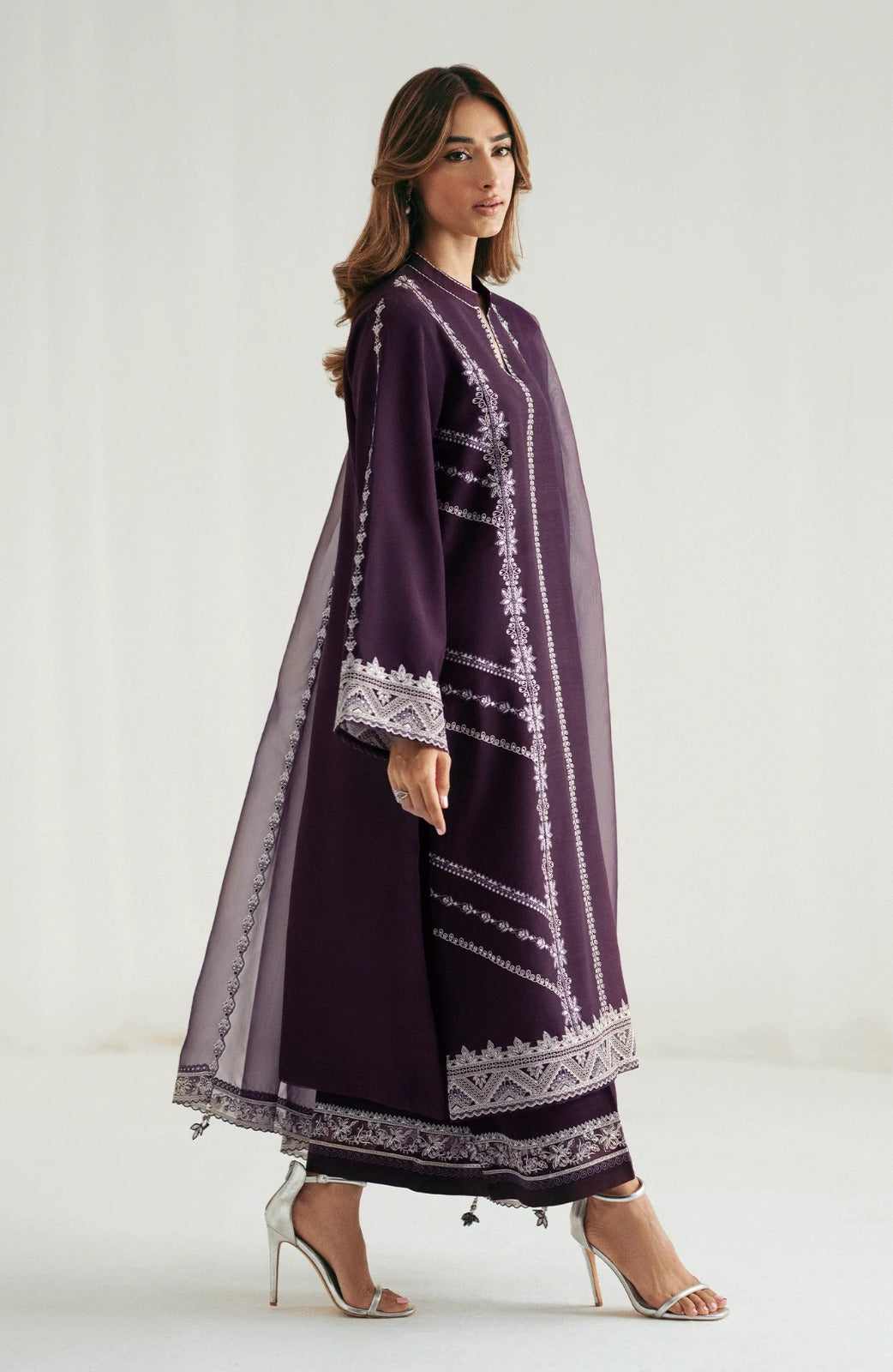 3 Piece Stitched Chiffon Suit - Ready To Wear