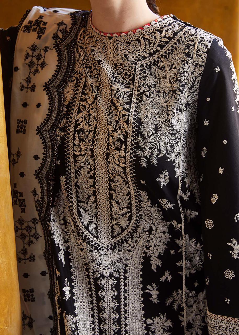3 Piece Stitched Embroidered Lawn Suit - Ready To Wear