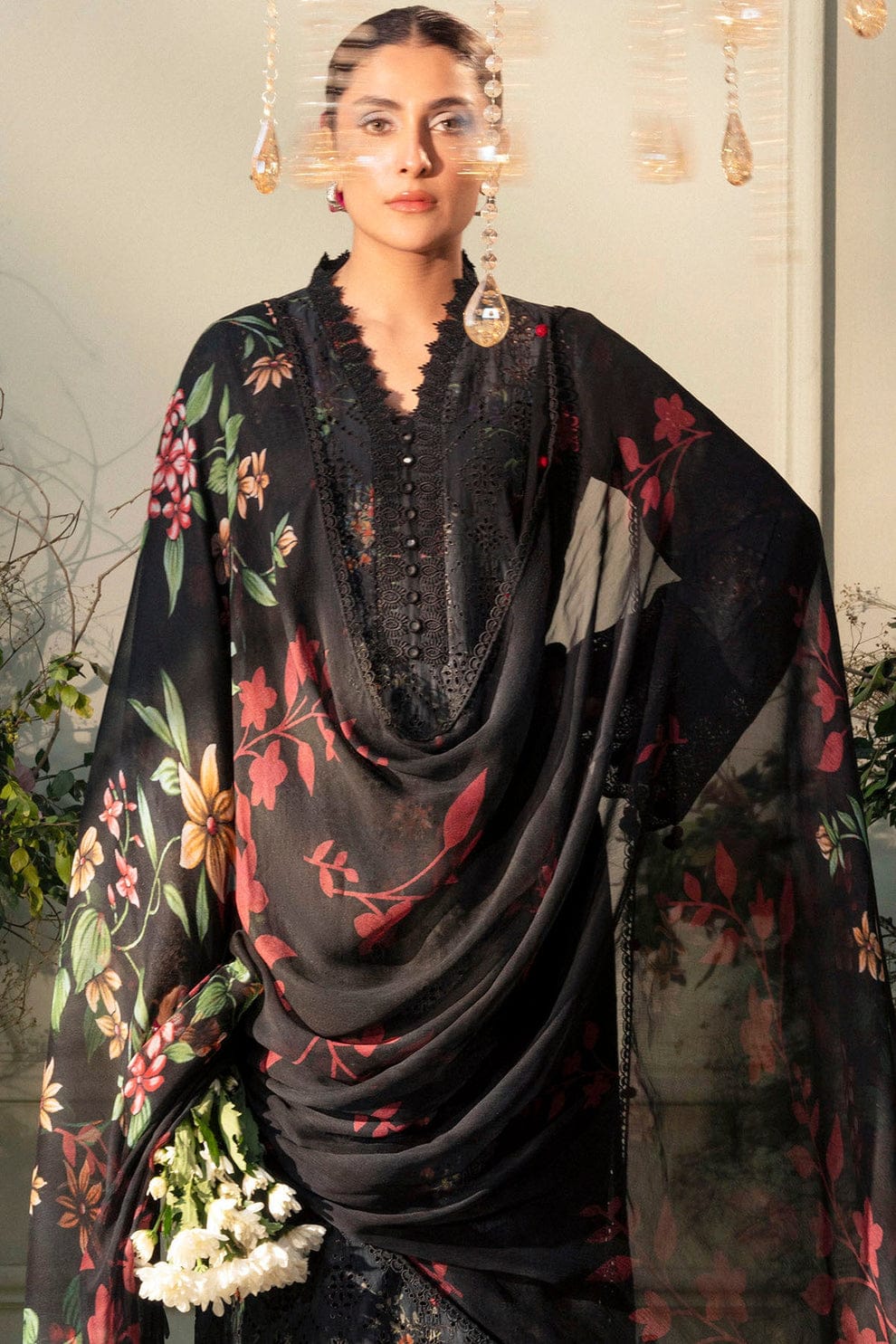 3 Piece Stitched Lawn Suit - Ready To Wear