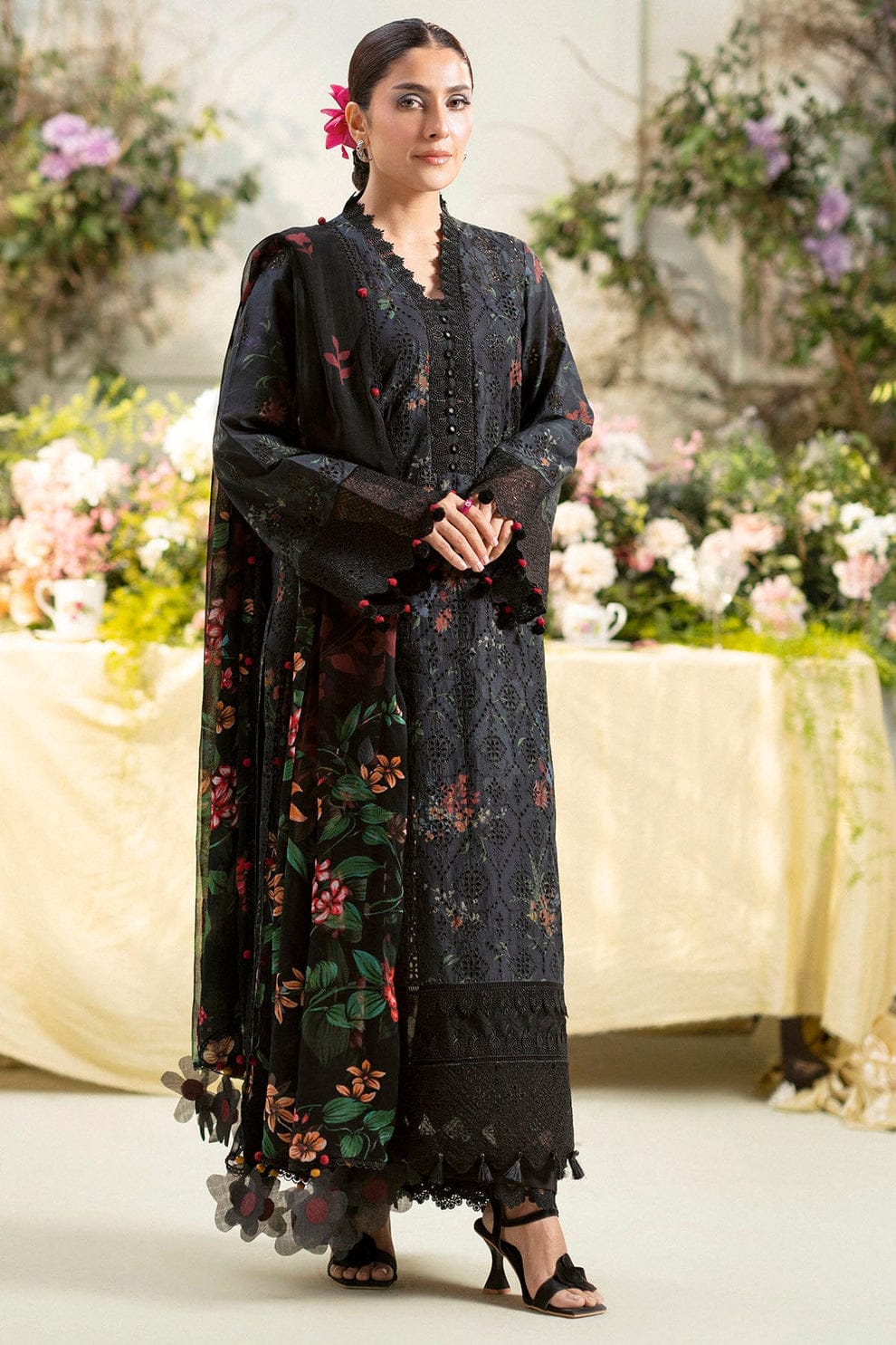 3 Piece Stitched Lawn Suit - Ready To Wear
