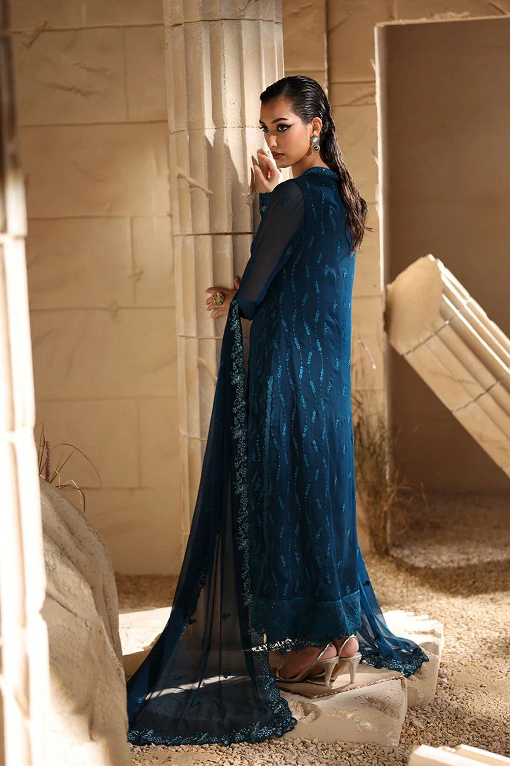 03-Piece Chiffon Suit With Embroidered - Ready To Wear