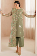 Designer Suit Olive Dazzle  3-Piece Formal Suit Ready To Wear