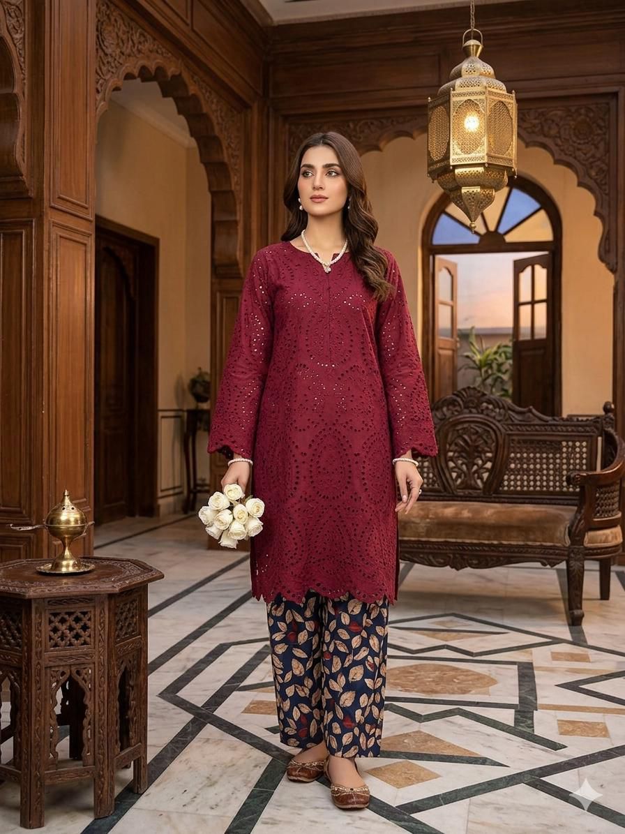 02-Piece Chikankari Lawn Outfit | Ready To Wear