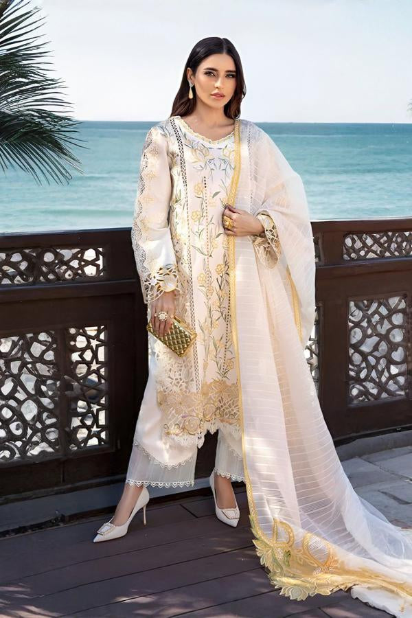 3 Piece Stitched Luxury Lawn Suit - Ready To Wear