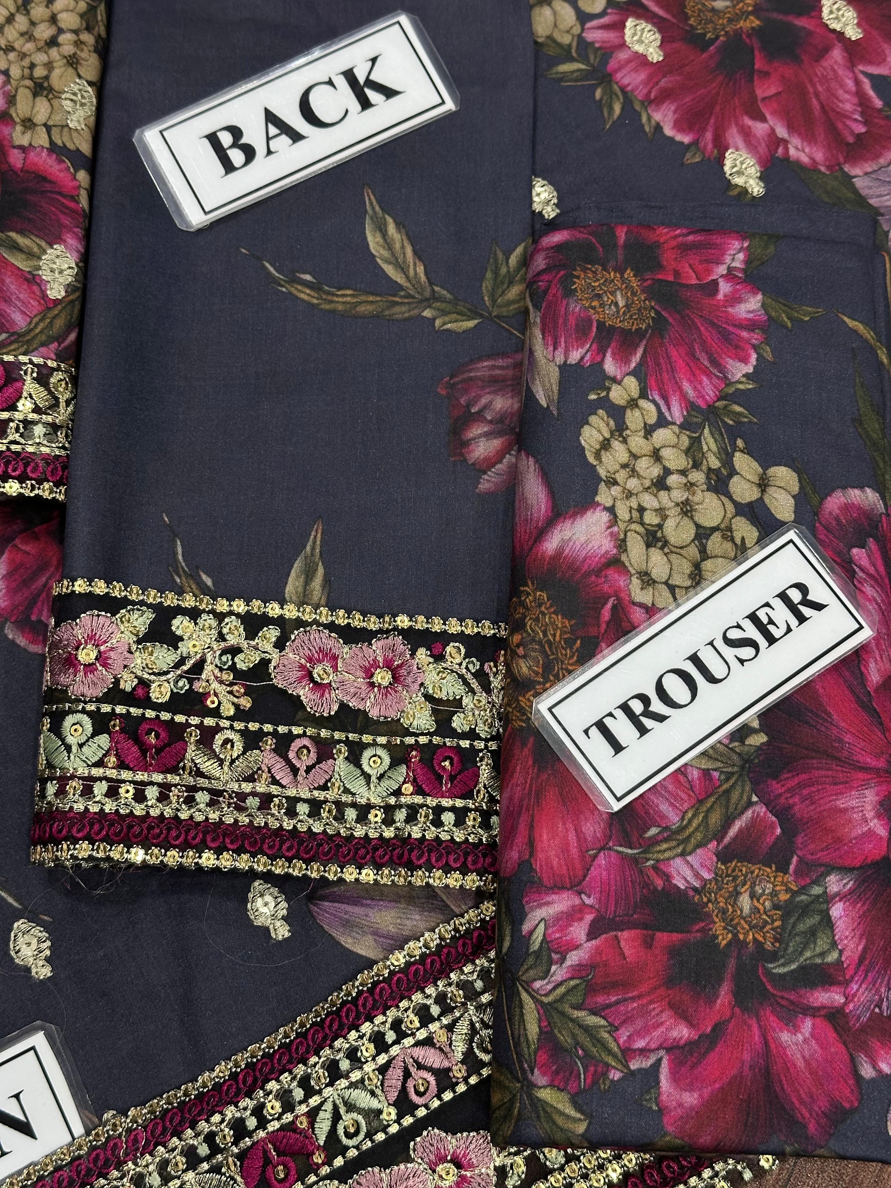 3 Piece Stitched Lawn Suit - Ready To Wear