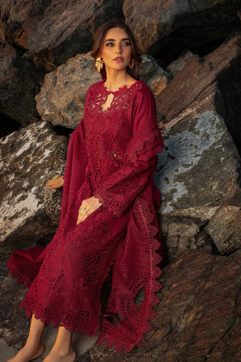 03-Piece Chikankari Suit With Embroidery - Ready To Wear